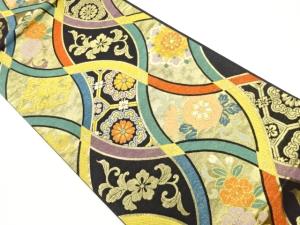 分銅繋ぎに蜀江華文・花唐草模様織出し袋帯